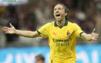 Luka Modric merayakan gol indahnya di San Siro saat AC Milan menundukkan Bologna pada pekan ke-4 Serie A 2025-2026.