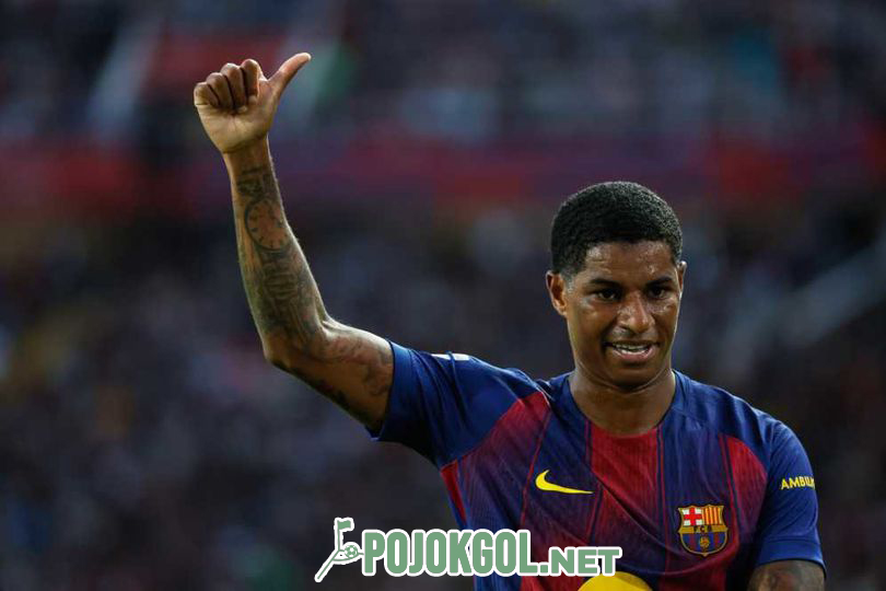 Gaya Marcus Rashford dalam laga La Liga antara Barcelona melawan Real Sociedad, hari Minggu, 28 September 2025.