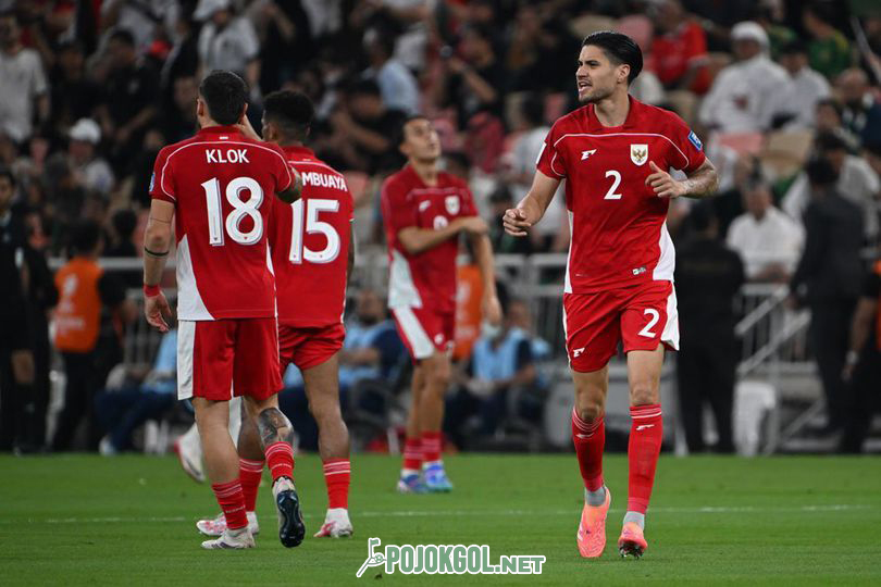 Kevin Diks sehabis bikin gol di pertandingan Timnas Indonesia lawan Arab Saudi, dalam babak keempat Kualifikasi Piala Dunia 2026 zona Asia.
