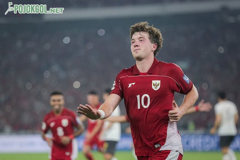 Perayaan gol yang dilakukan oleh Ole Romeny dalam pertandingan antara Timnas Indonesia melawan Tiongkok di ajang Kualifikasi Piala Dunia 2026
