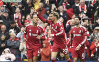 Striker Liverpool, Hugo Ekitike, bersuka cita atas keberhasilan mencetak gol melawan Everton dalam pertandingan Liga Inggris musim 2025-2026 yang berlangsung di Anfield.