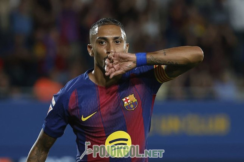 Ini dia momen Raphinha merayakan golnya waktu Barcelona ketemu Valencia di pekan ke-4 La Liga 2025-2026