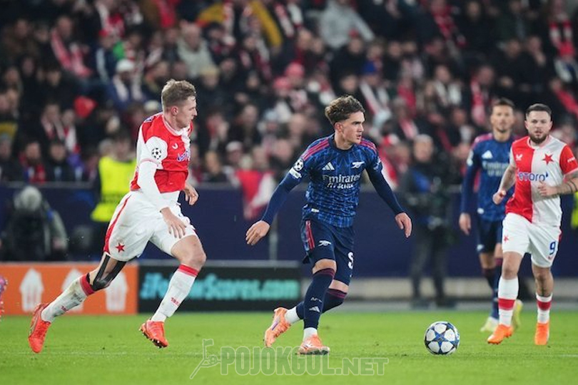 Momen Max Dowman beraksi di pertandingan Slavia Praha vs Arsenal di Liga Champions, 5 November 2025.)