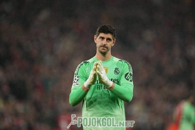 Thibaut Courtois terlihat setelah berakhirnya pertandingan Liga Champions, di mana Liverpool menghadapi Real Madrid, pada hari Rabu, 5 November 2025.