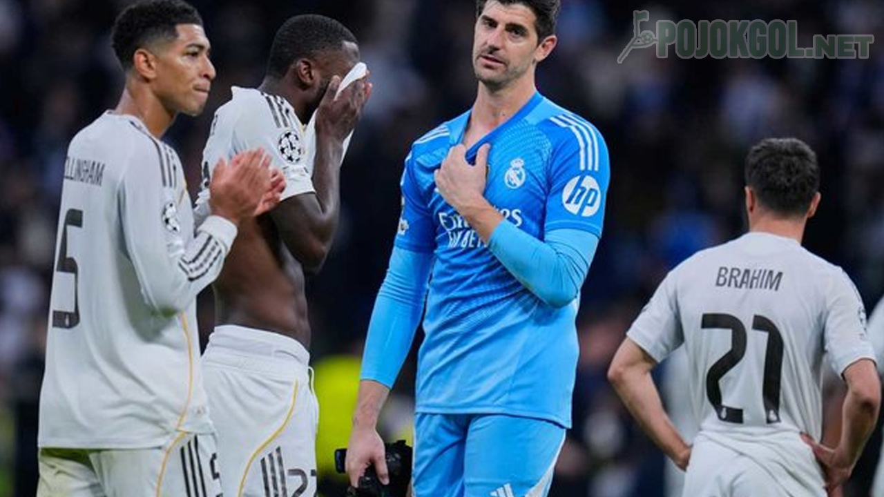 Ekspresi yang ditunjukkan para pemain Real Madrid setelah selesai bertanding di Liga Champions melawan Manchester City, di Madrid, Kamis (11-12-2025).