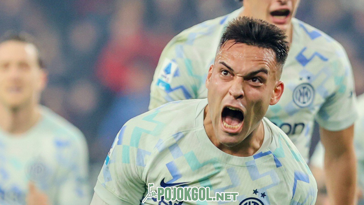 Momen Lautaro Martinez berselebrasi saat pertandingan Serie A Genoa lawan Inter Milan pada hari Senin, 15 Desember 2025.