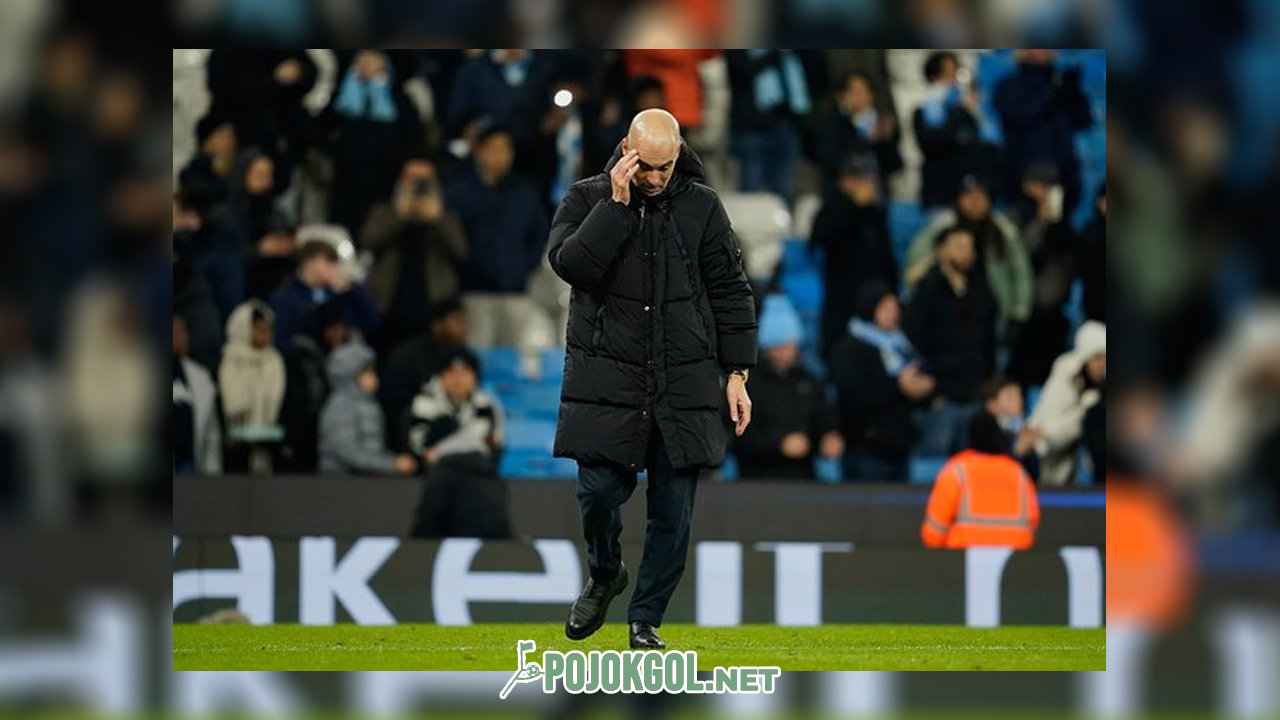 Ekspresi pelatih Man City, Pep Guardiola, setelah pertandingan kontra Brighton yang tuntas dengan skor imbang 1-1 pada 8 Januari 2026.