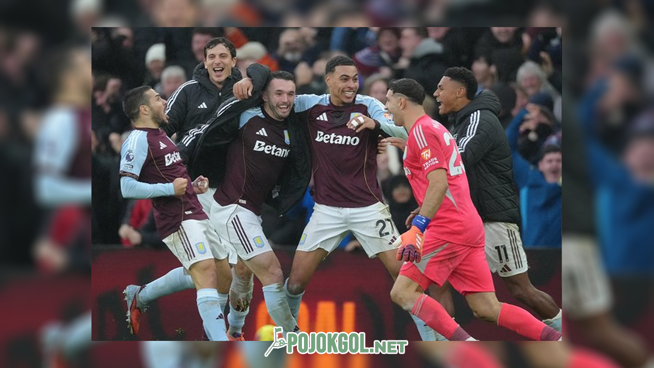 Para penggawa Aston Villa tampak sangat senang merayakan gol kemenangan hasil sepakan Emiliano Buendia ke gawang Arsenal pada 6 Desember 2025 lalu.
