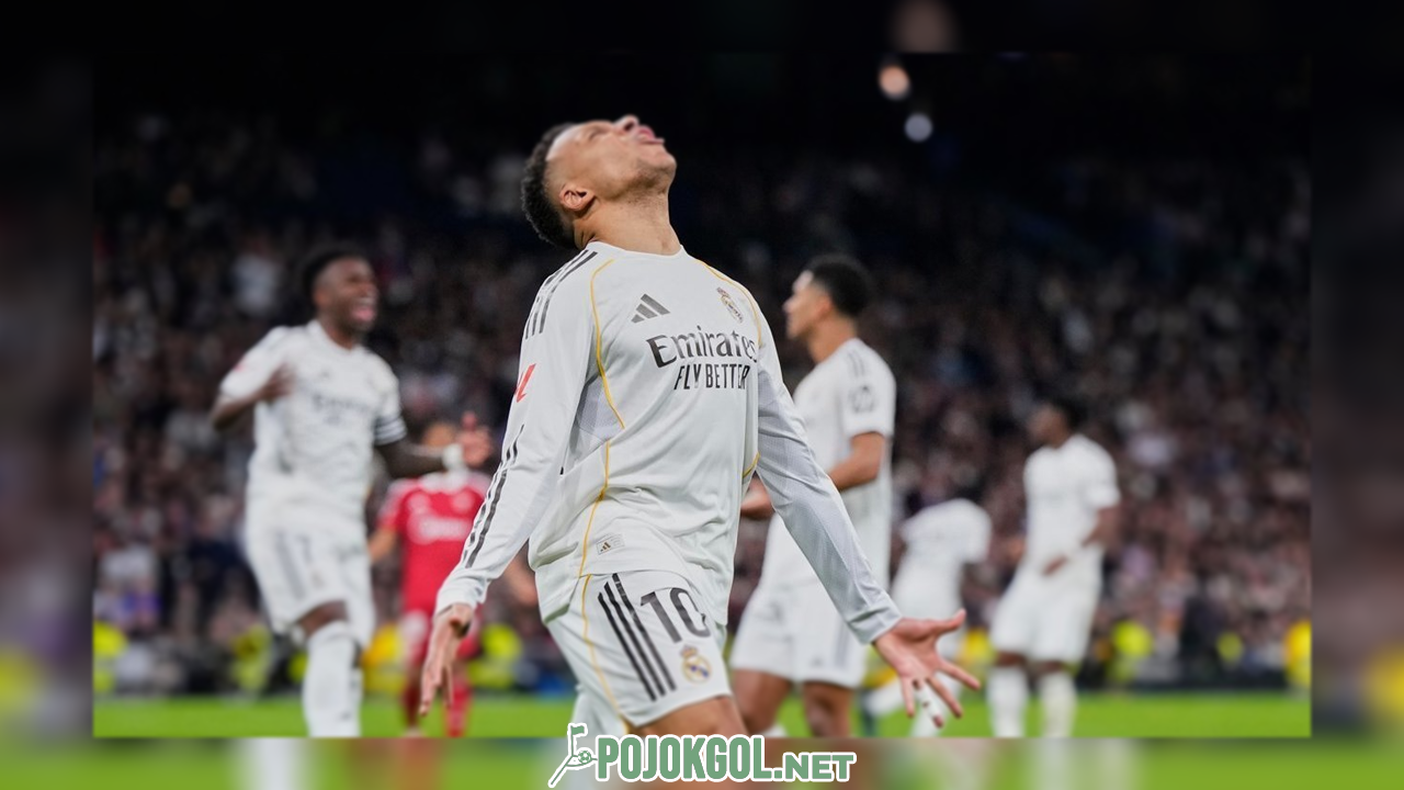 Raut wajah Kylian Mbappe saat Real Madrid menjamu Sevilla di pertandingan La Liga pada Minggu (21-12-2025).