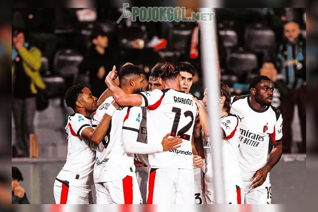 Begini potret kompak para pemain AC Milan saat merayakan gol di laga Serie A melawan Pisa pada Jumat, 13 Februari 2026.