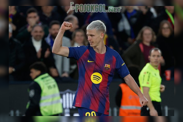 Dani Olmo merayakan gol pertama Barcelona saat menjamu Oviedo di kandang pada Minggu, 25 Januari 2026.