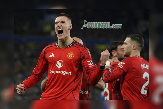 Momen selebrasi anak-anak Manchester United atas gol yang dicetak Benjamin Sesko ke gawang Everton pada Selasa (24-2-2026).