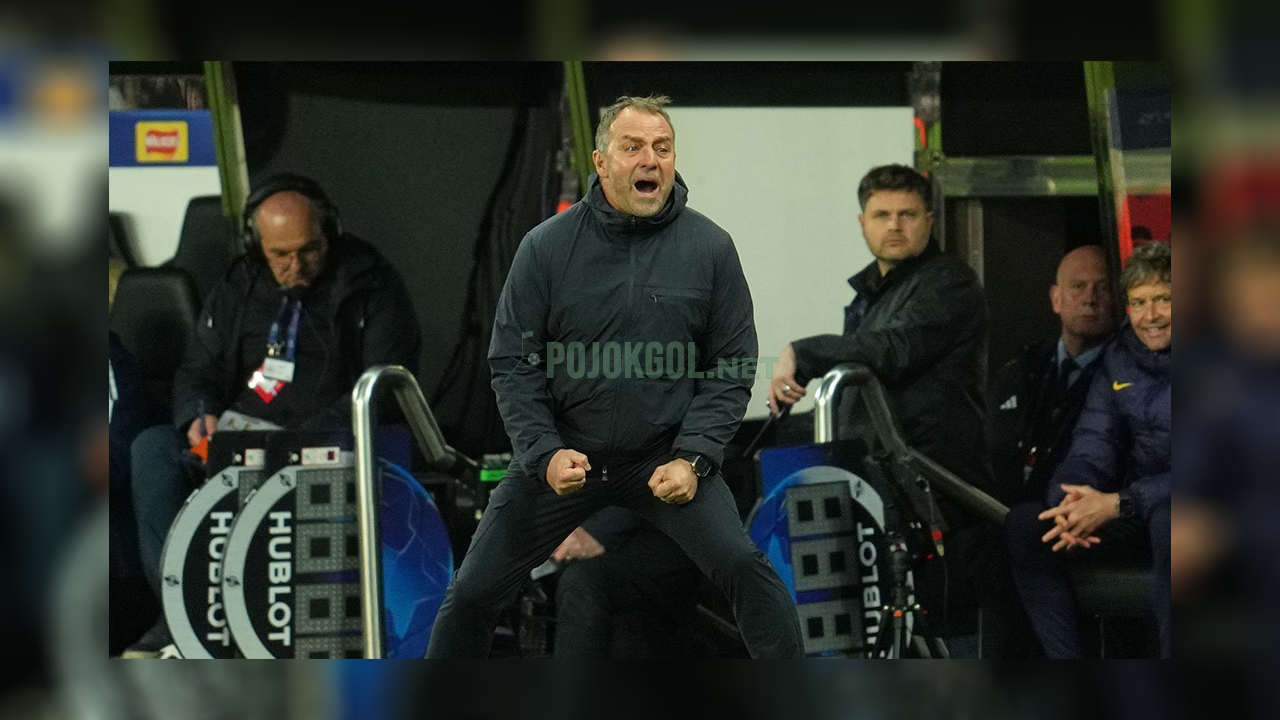 Begini ekspresi Hansi Flick, pelatih Barcelona, sewaktu mendampingi timnya melawan Newcastle di babak 16 besar Liga Champions pada 11 Maret 2026.