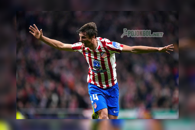 Bek andalan Atletico, Robin Le Normand, tampak bersukacita setelah sukses membobol gawang Tottenham di leg pertama 16 besar Liga Champions, 11 Maret 2026.