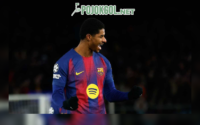 Marcus Rashford, bintang Barcelona, lagi selebrasi setelah cetak gol keempat buat timnya di laga Liga Champions lawan Copenhagen, Kamis (29-1-2026) dini hari WIB.