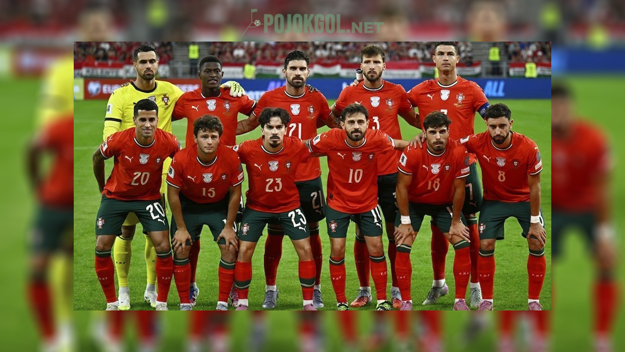 Susunan pemain utama Portugal ketika berhadapan dengan Hungaria dalam babak Kualifikasi Piala Dunia 2026 di Puskas Arena.
