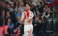 Potret Declan Rice setelah partai final Carabao Cup kontra Manchester City, di mana Arsenal harus menyerah 0-2 saat main di Wembley.