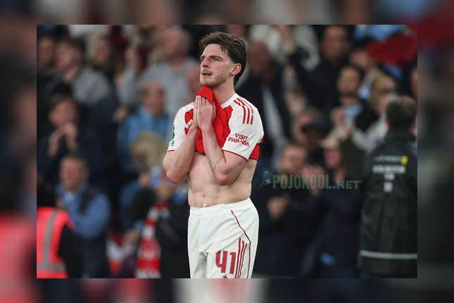 Potret Declan Rice setelah partai final Carabao Cup kontra Manchester City, di mana Arsenal harus menyerah 0-2 saat main di Wembley.