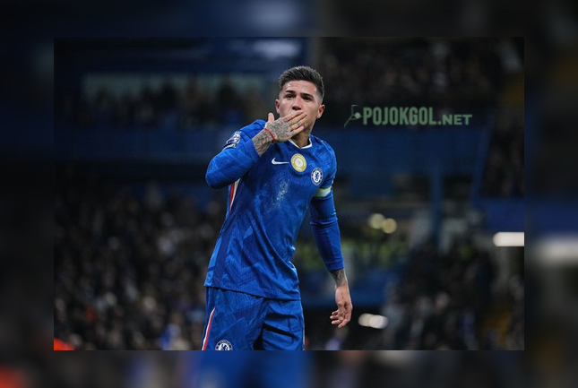 Selebrasi Enzo Fernandez setelah sukses membobol gawang lawan di laga Chelsea vs Bournemouth, 31 Desember 2025 dalam lanjutan Liga Inggris.