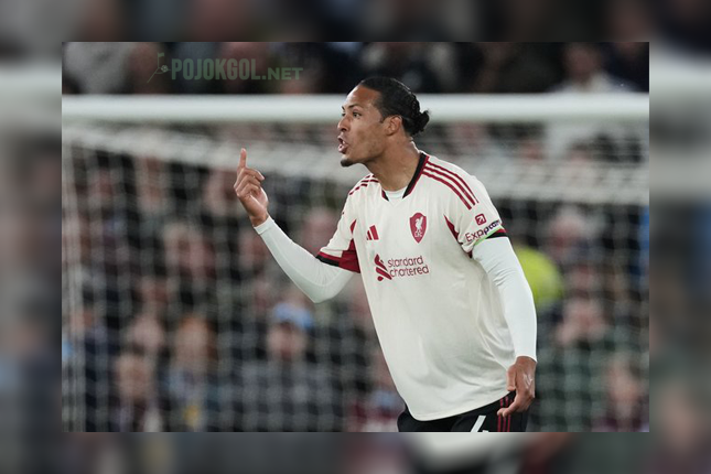 Bek Liverpool, Virgil van Dijk, memperlihatkan ekspresinya saat bertanding melawan Aston Villa di kompetisi Liga Inggris yang digelar di Birmingham pada Jumat, 15 Mei 2026.