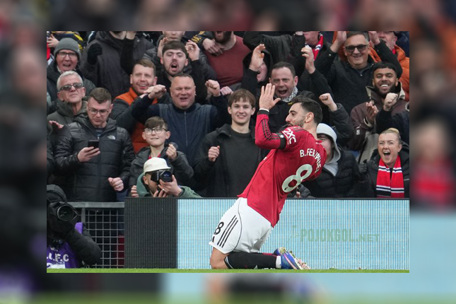 Bruno Fernandes juga sempat ngerayain golnya pas bobol gawang Tottenham Hotspur hari Sabtu (7 Februari 2026) lalu