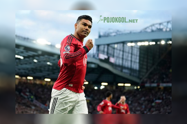 Gaya Casemiro setelah berhasil membobol gawang Brentford pada pertandingan hari Selasa 28 April 2026.