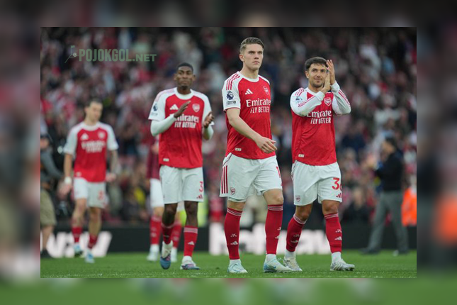 Skuad Arsenal terlihat bersukacita merayakan kemenangan mereka atas Fulham di laga Liga Inggris pada Sabtu malam, 2 Mei 2026.