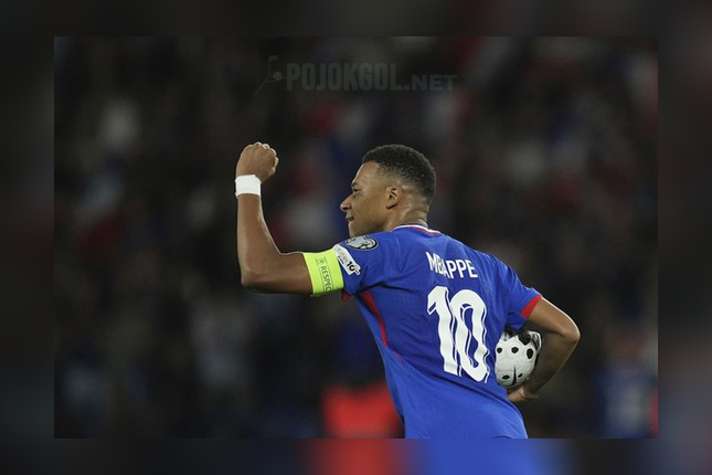 Kylian Mbappe, kapten timnas Prancis, lagi selebrasi golnya pas lawan Islandia di laga Kualifikasi Piala Dunia 2026 Grup D yang diadain di stadion Parc des Princes.